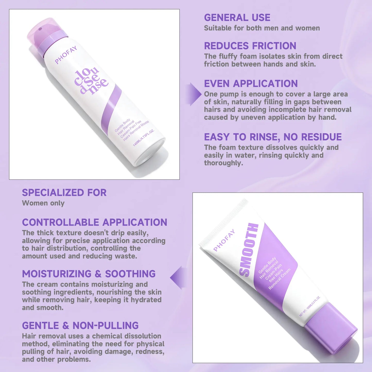 PHOFAY Bikini Pain-Free Hair removal spray for Sensitive Skin