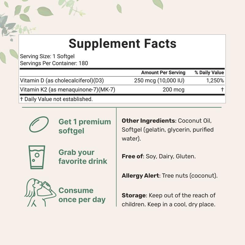 Vitamin D3 + K2 | Virgin Coconut Oil VIP