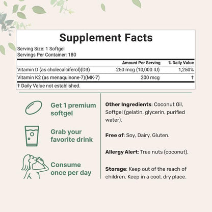 Vitamin D3 + K2 | Virgin Coconut Oil VIP
