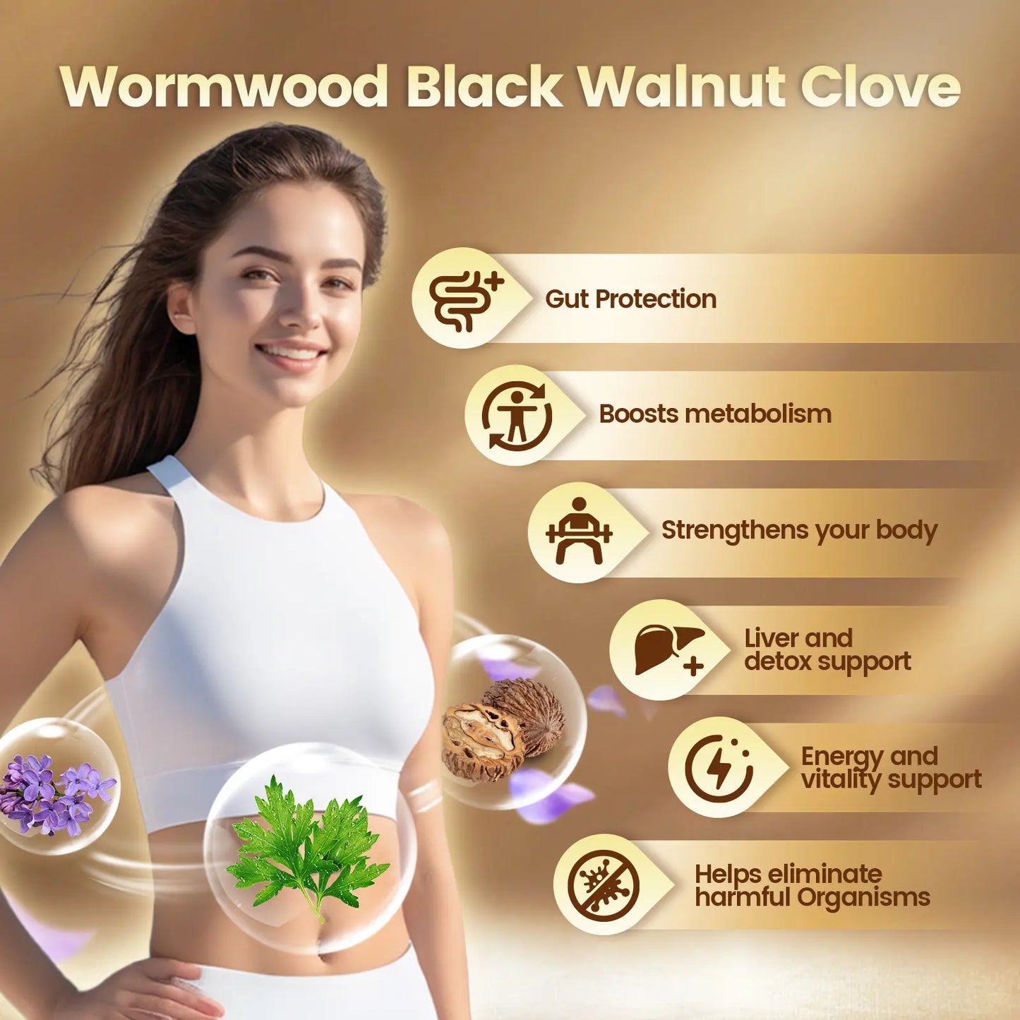 VIVONU Wormwood Black Walnut Cloves Capsules