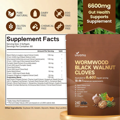 VIVONU Wormwood Black Walnut Cloves Capsules