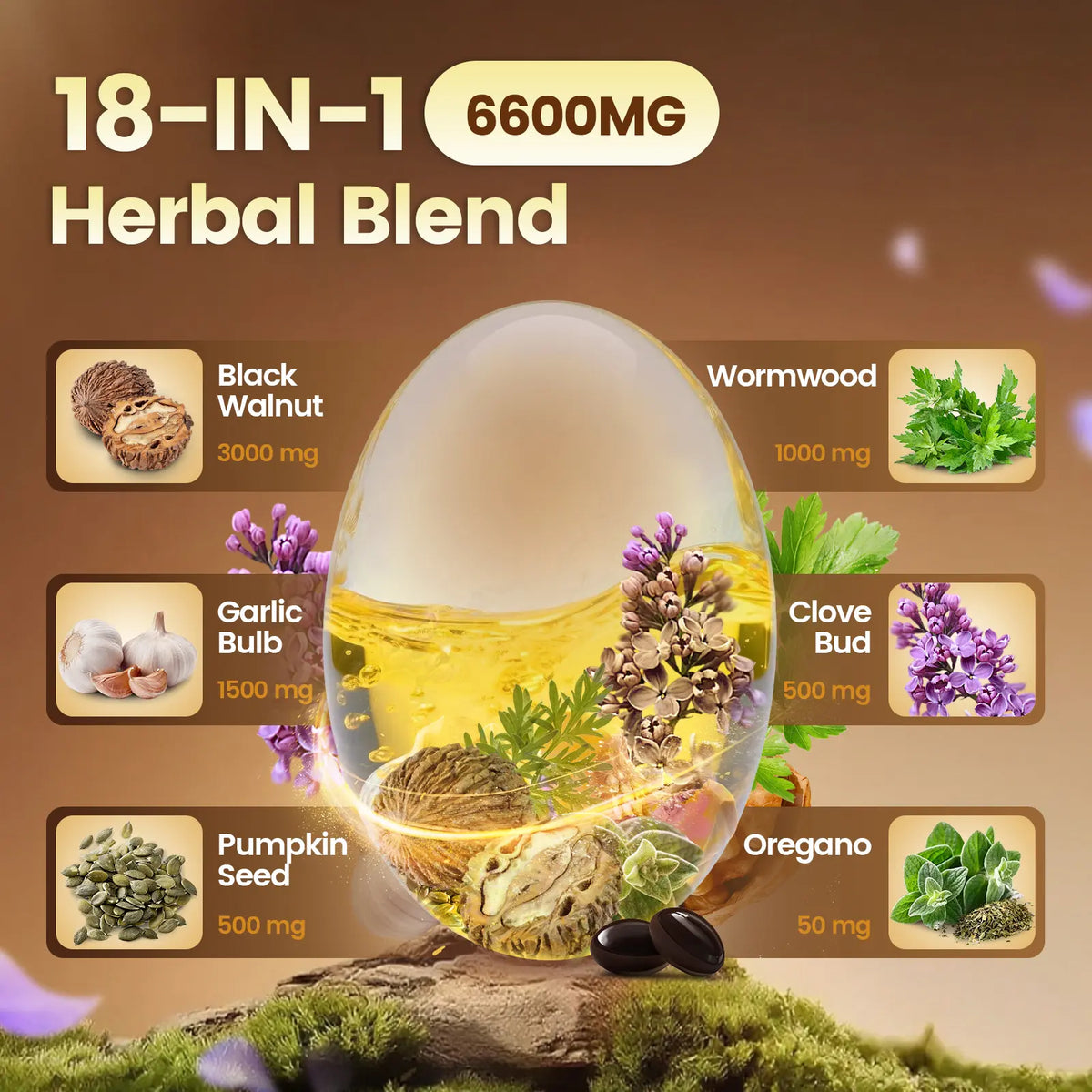 VIVONU Wormwood Black Walnut Cloves Capsules